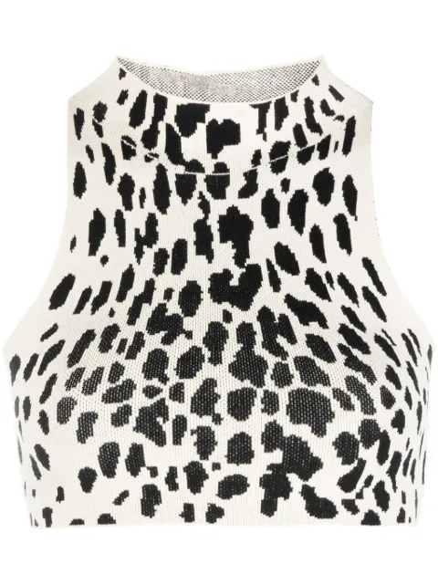 Ssheena Sheena animal-pattern crop top Neutrals 23FWKROPFF23001