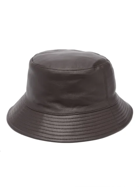 Yves Salomon tonal-stitching leather bucket hat Brown 22WAA004XXAPXX