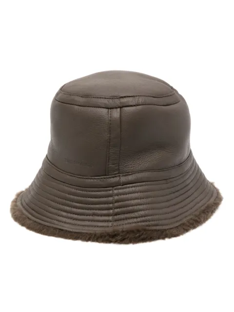 Yves Salomon leather bucket hat Brown 23WAA158XXMECL