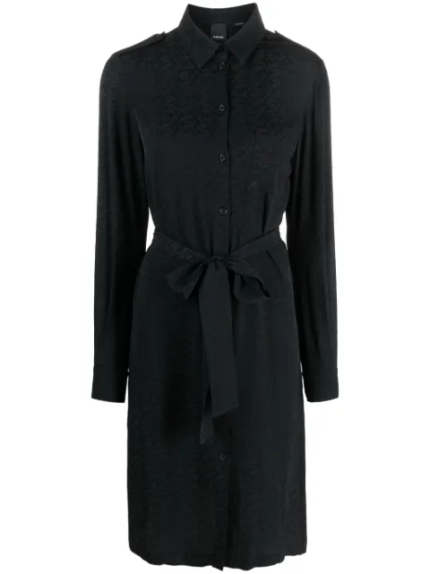 PINKO monogram-pattern belted shirtdress Black 100126A01P