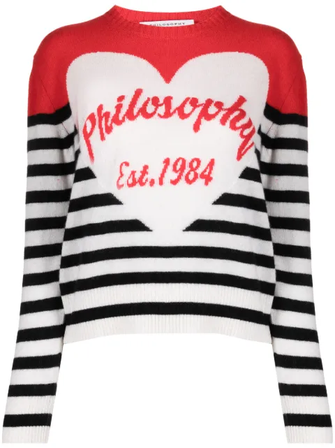 Philosophy Di Lorenzo Serafini intarsia-logo striped sweatshirt White A09055700