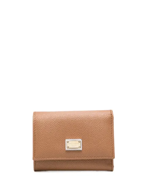 Dolce & Gabbana Dauphine logo-plaque pebbled-leather wallet Brown BI0770A1001