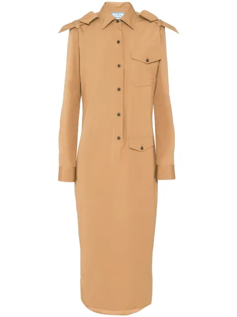 Prada triangle-logo cotton shirtdress Neutrals P3K99RS232127S
