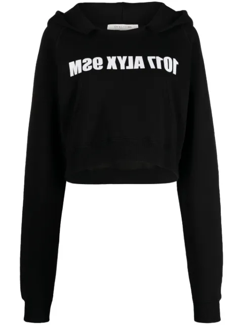 1017 ALYX 9SM logo-print cropped cotton hoodie Black AAWSW0209FA01