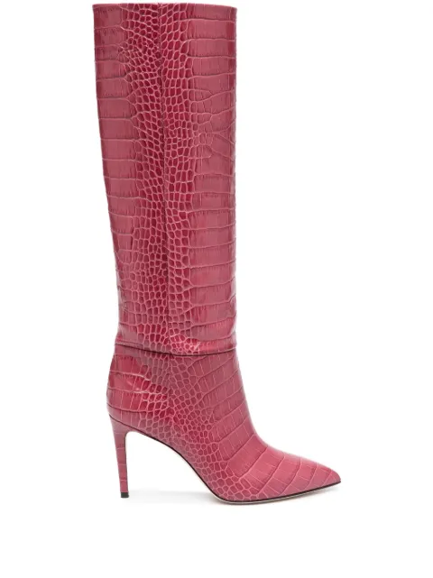 Paris Texas Coco 95mm crocodile-effect boots Red PX548XCOCO