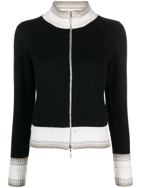 Barrie Mottled zip-up cashmere cardigan Black C195276