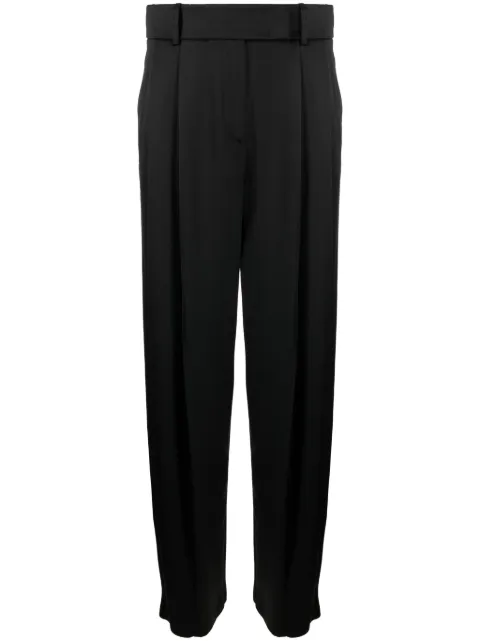 Giorgio Armani pleat-detail wide-leg silk trousers Black 3WHPP0YVT02AT