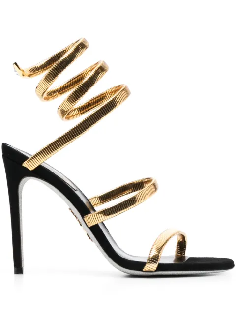 René Caovilla Juniper 110mm coiled-strap suede sandals Gold C11628105C001V017