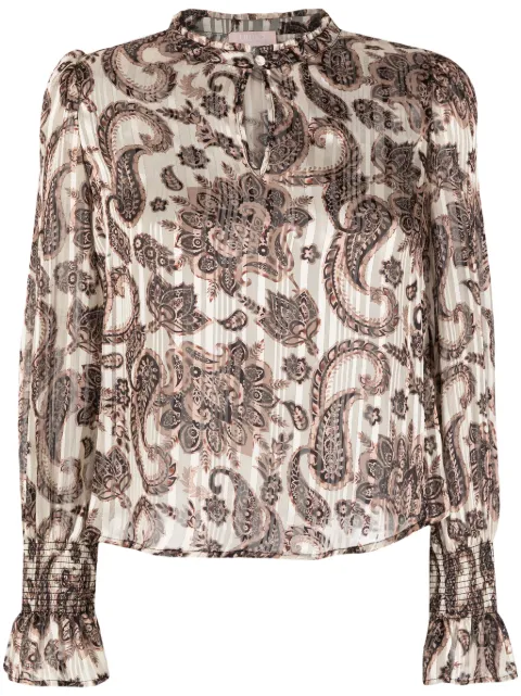 LIU JO paisley-print pleated blouse Black MF3376T3686