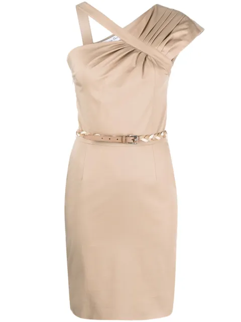 Christian Dior Pre-Owned 2010s pleated single-shoulder dress Neutrals HOLADIO417