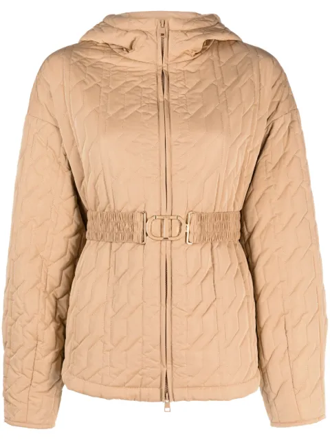 TWINSET logo-belt quilted jacket Neutrals 232TP2231