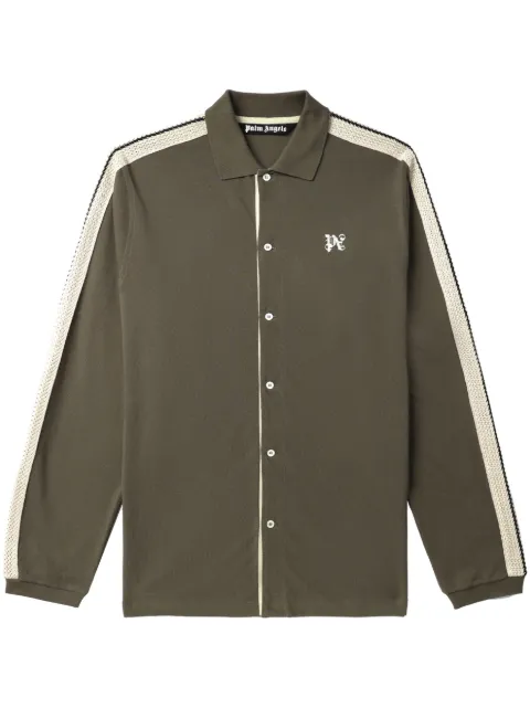 Palm Angels monogram-embroidered cotton shirt Brown PMBD046E23JER0016003