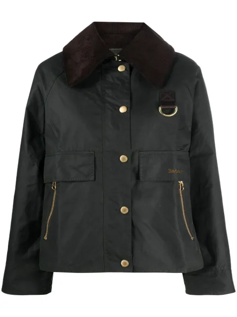 Barbour logo-embroidered oversized jacket Green LWX1333SG51
