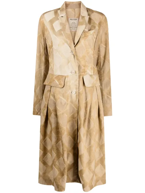 Uma Wang diamond-pattern single-breasted coat Brown UP8001