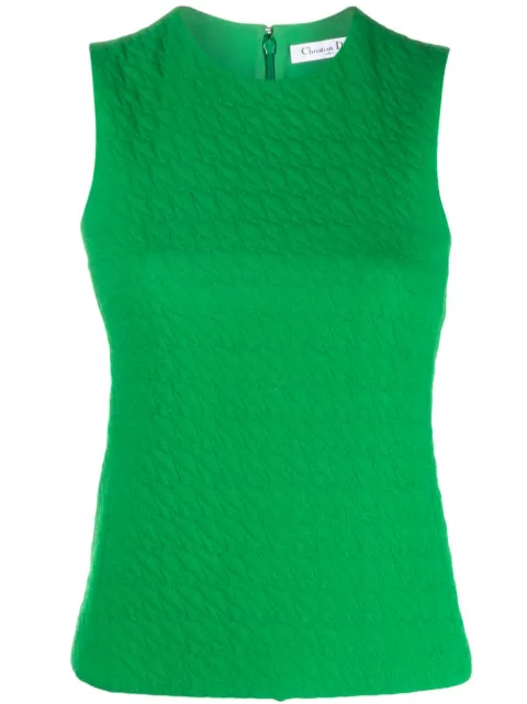 Christian Dior Pre-Owned 2010s houndstooth sleeveless top Green HOLADIO409