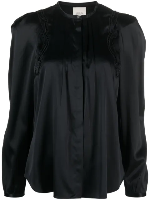 ISABEL MARANT Joanea pleated blouse Black HT0251FAA3J12I