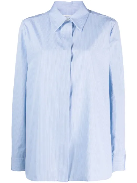 Jil Sander concealed-fastening striped cotton shirt Blue J05DL0101J45174