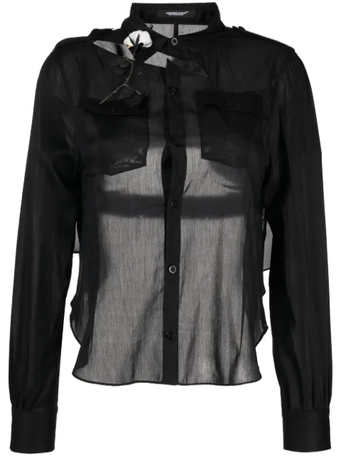 Undercover cut-out detailing cotton blend shirt Black UC1C1402