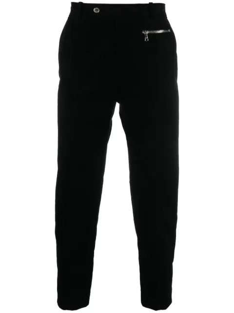 Balmain tapered-leg suede cropped trousers Black BH1PO066CE100PA