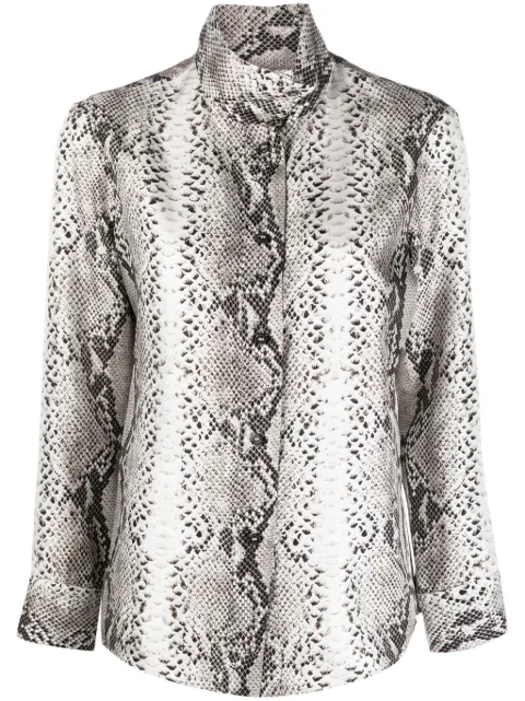 Alberto Biani snakeskin-print high-neck silk shirt Black MM884SE3170