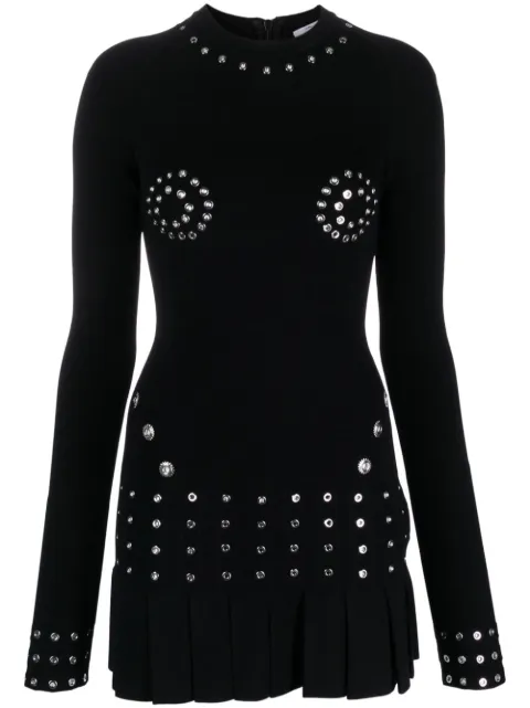 Off-White eyelet-embellished pleated minidress Black OWHI110F23KNI0011000