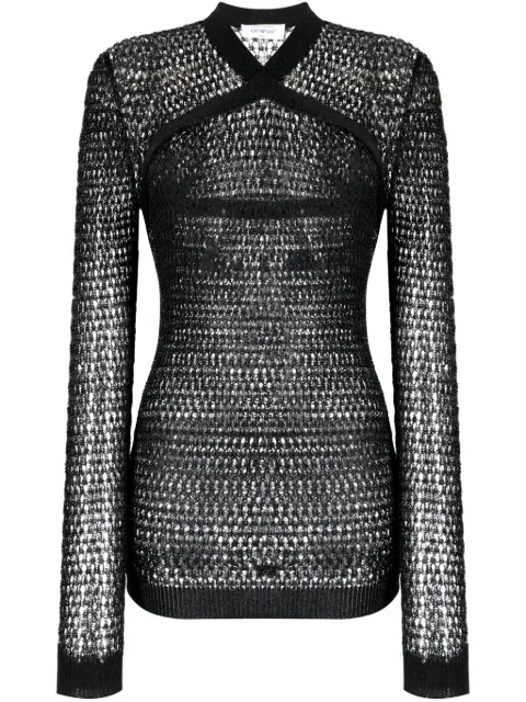 Off-White metallic-threading open-knit jumper Black OWHD028F23KNI0011000