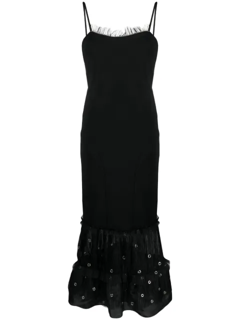 Off-White eyelet-embellished flared maxi dress Black OWDJ004F23FAB0011000