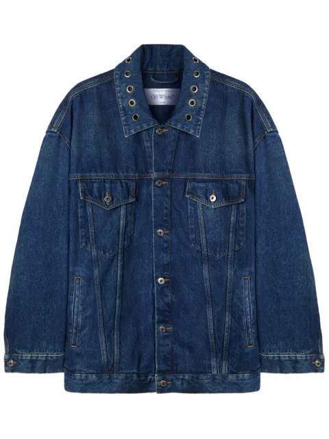 Off-White eyelet-embellishment denim jacket Blue OMYE090F23DEN0074400