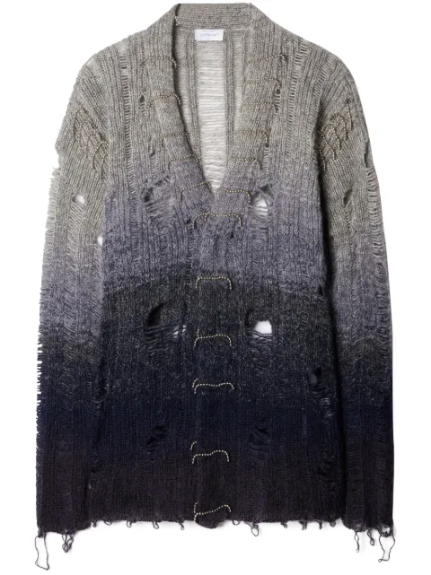 Off-White distressed mohair cardigan Grey OMHB024F23KNI0024300