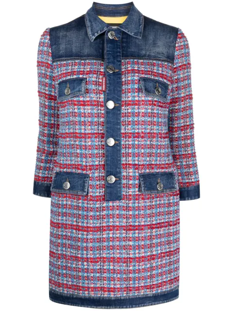 DSQUARED2 panelled tweed denim mini dress Blue S75CV0692S78154