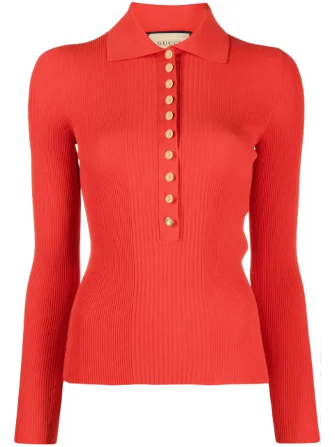 Gucci ribbed-knit polo shirt Red 697673XKCAJ6124