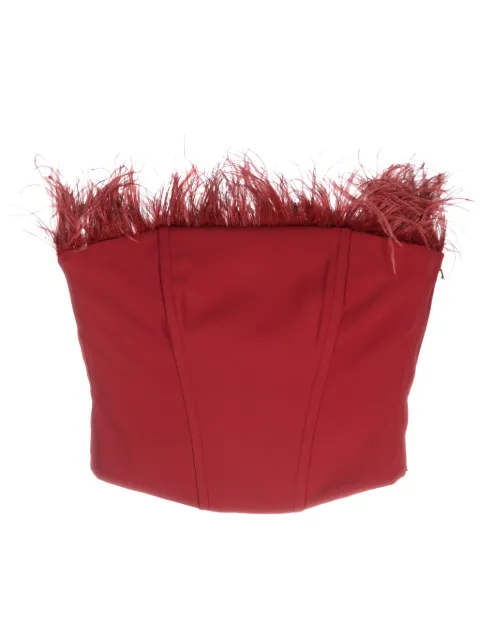 Patrizia Pepe feather-detailing strapless top Red 8C0661A6F5