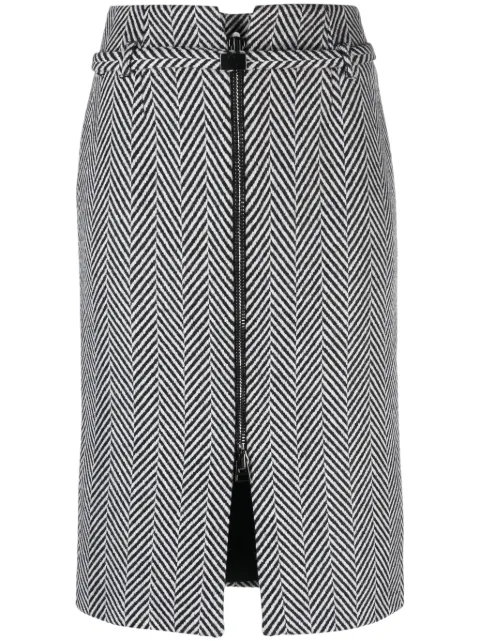 TOM FORD chevron-pattern midi pencil skirt Black GC5703FAX954