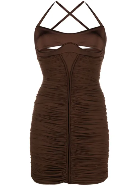 Mugler cut-out ruched minidress Brown 23S1RO1466681