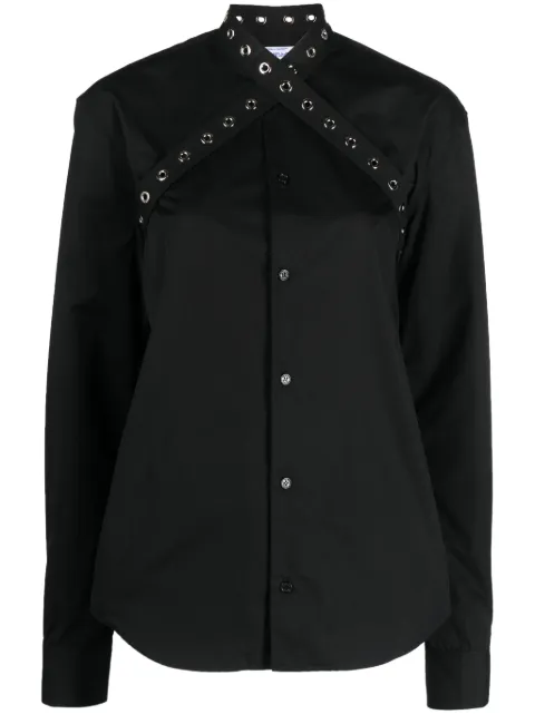 Off-White eyelet-strap cotton shirt Black OWGE019F23FAB0011000