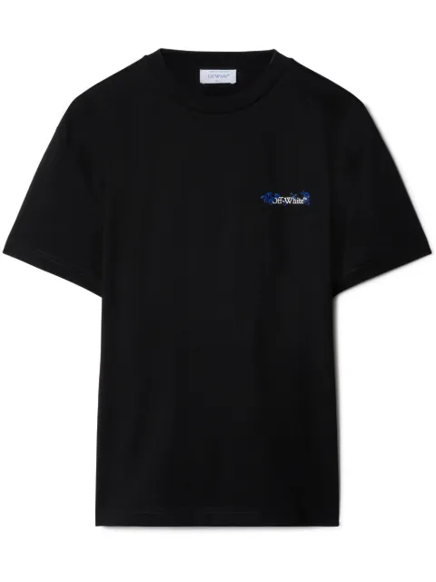 Off-White floral-embroidered Arrows cotton T-shirt Black OWAA089F23JER0201045