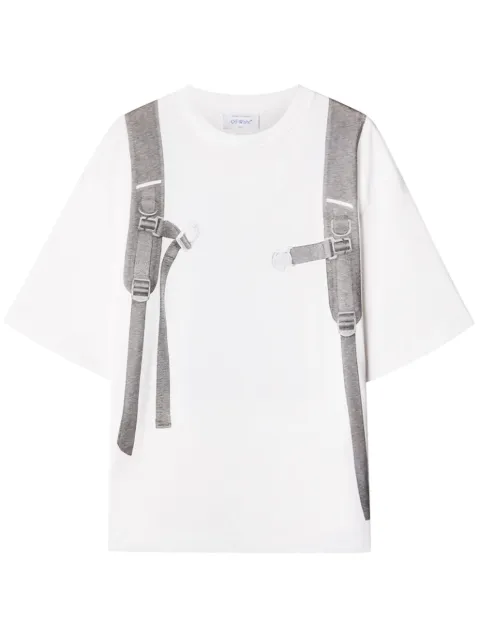 Off-White Backpack-print cotton T-shirt White OMAA120F23JER0200110