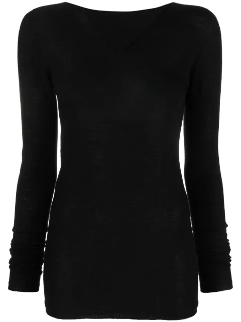 Rick Owens long-sleeved virgin wool top Black RP02C1673M
