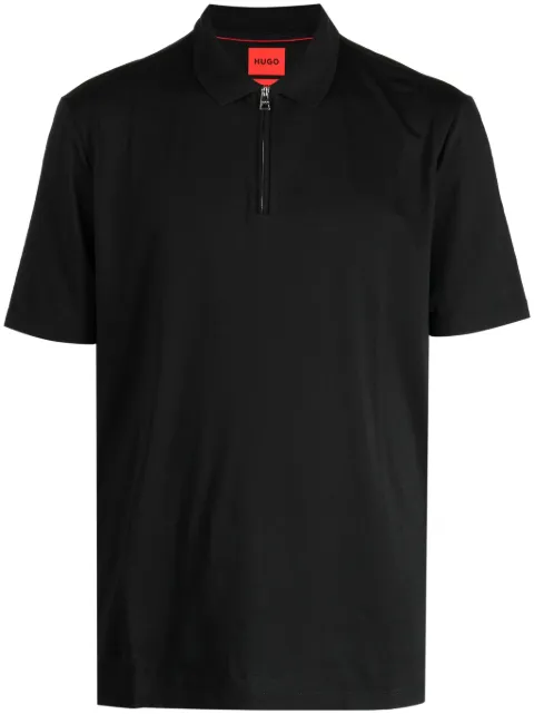 HUGO half-zip cotton blend polo shirt Black 50496003