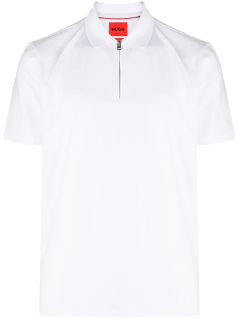 HUGO half-zip cotton-blend polo shirt White 50496003
