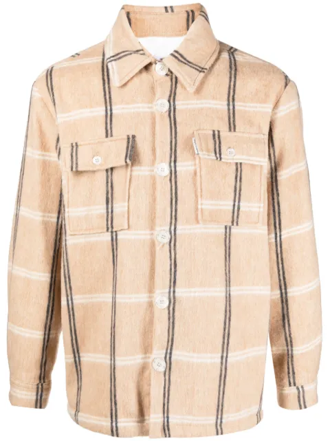 Family First jersey-fleece check-plaid shirt Neutrals SHF2301BG