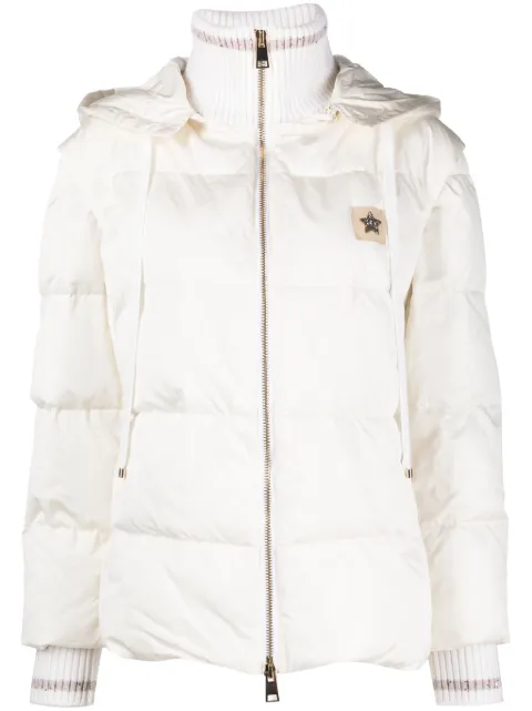 Lorena Antoniazzi logo-patch padded jacket White A2330PI15A3348