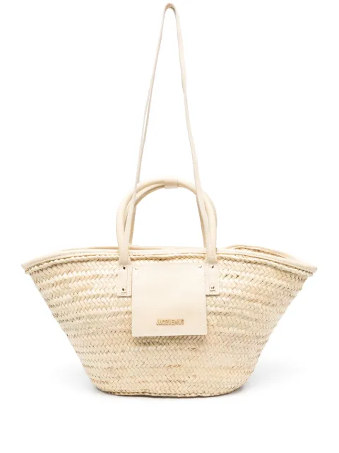 Jacquemus Le Panier Soli tote raffia bag Neutrals 223BA0453060