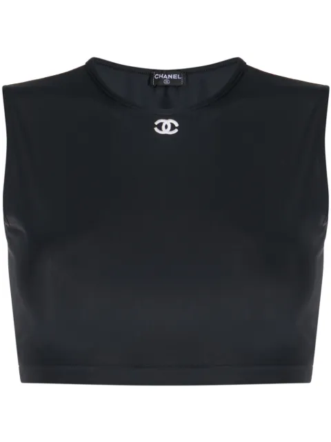 CHANEL Pre-Owned 1990s CC cropped tank top Black 99550