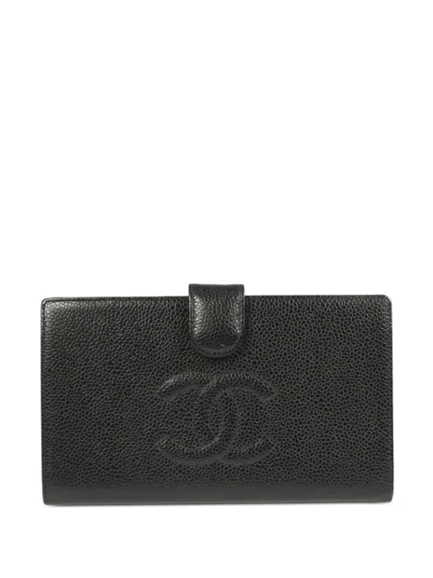CHANEL Pre-Owned 2005 CC stitch long bi-fold wallet Black 9909881