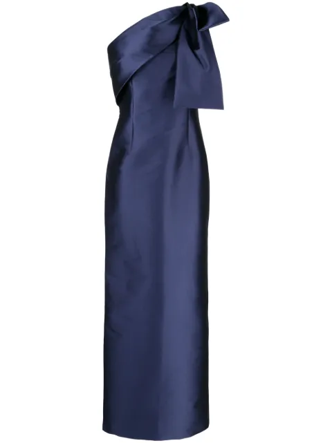 Sachin & Babi Bonnie bow satin-finish gown Blue F231G40