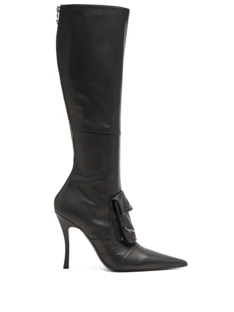 Diesel D-Venus Pocket leather knee-high boots Brown Y03252PR818