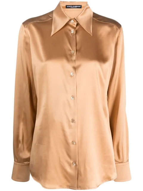 Dolce & Gabbana satin-finish silk shirt Neutrals F5R13TFU1AU