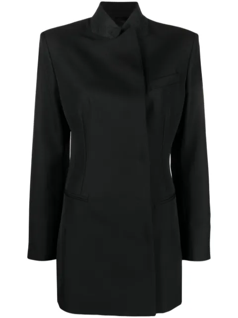 ARMARIUM no-lapels virgin wool blazer Black ARMTMD008W001