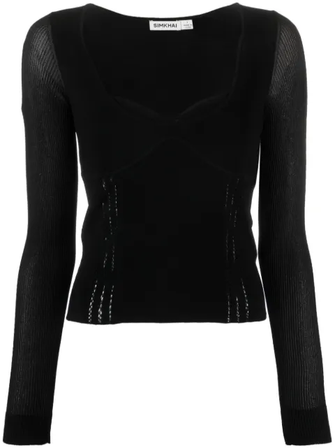 SIMKHAI sweetheart-neck fine-knit top Black 4232000KBLACK